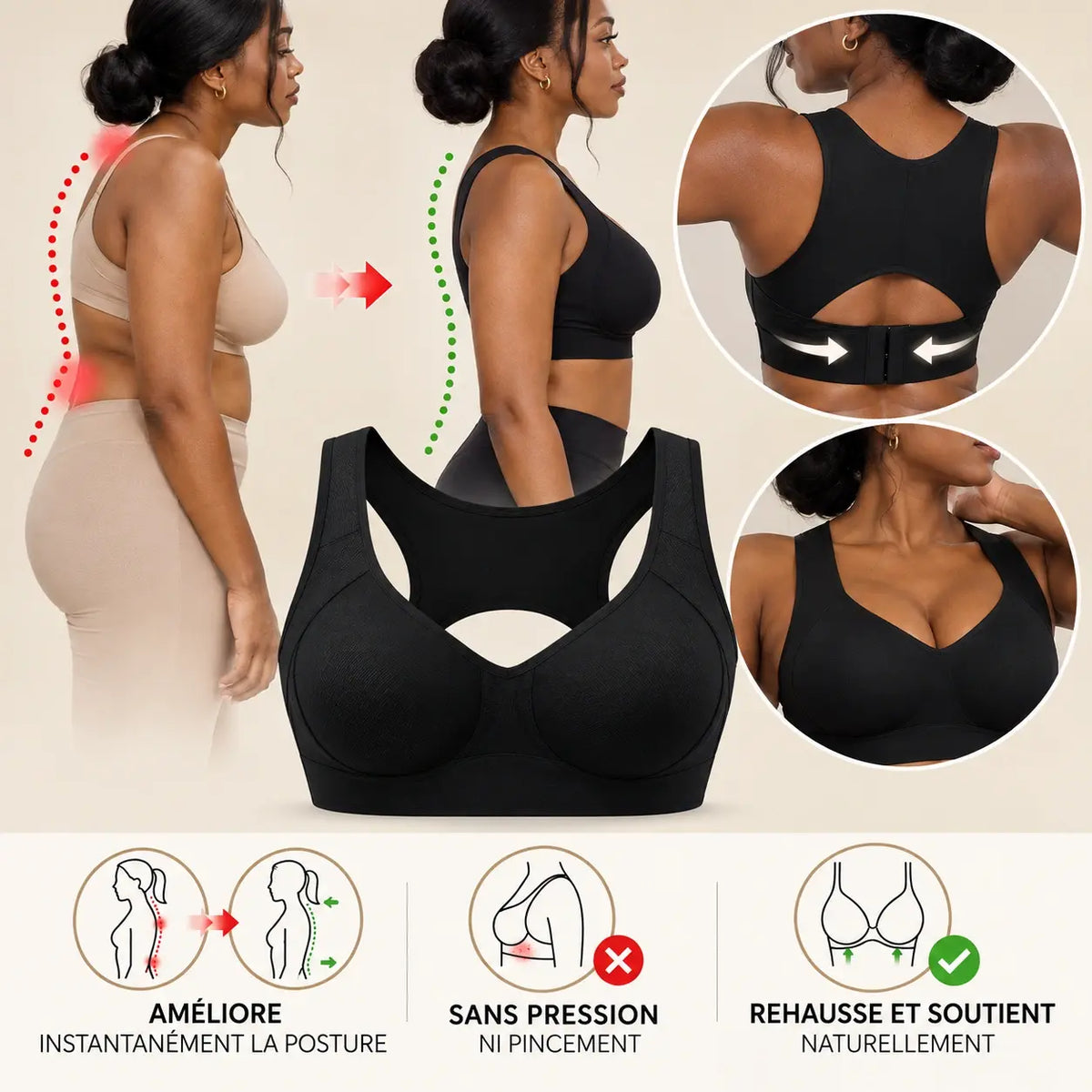 Soutien-gorge 2-en-1 — Maintien de la poitrine & soutien de la posture